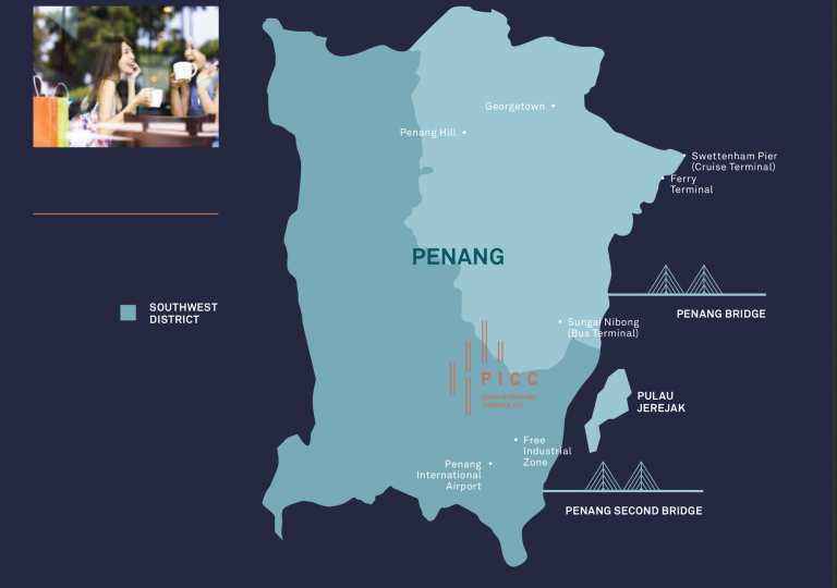 Penang Malaysia Map Southwest District Picc Penang International Commercial City Bayan Lepas Jade Land Properties Hong Kong Real Estate Agent 768x540 